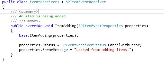 event handler code